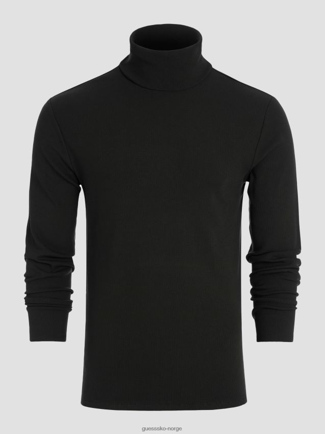 Guess mateo turtleneck t-skjorte kulsort kulsvart menn F0LJ8010336