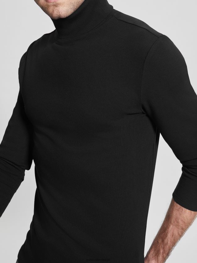Guess mateo turtleneck t-skjorte kulsort kulsvart menn F0LJ8010336