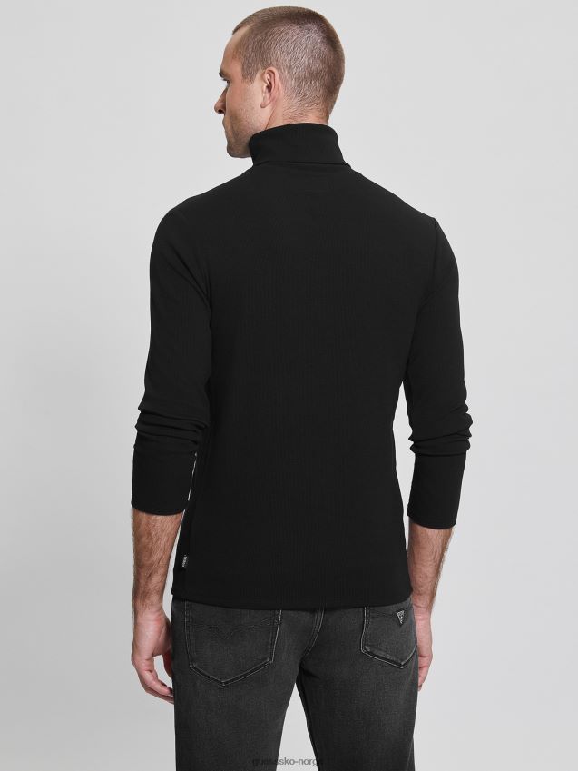Guess mateo turtleneck t-skjorte kulsort kulsvart menn F0LJ8010336