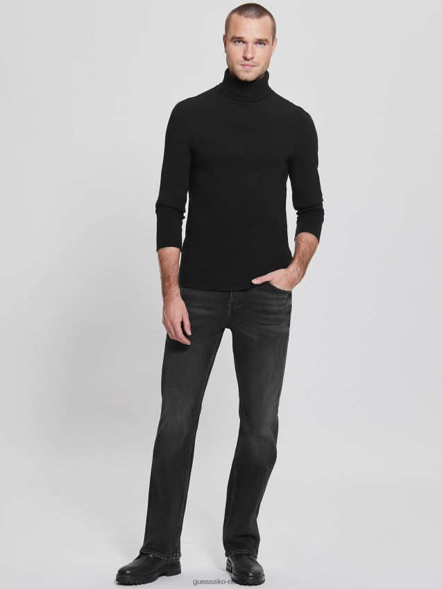 Guess mateo turtleneck t-skjorte kulsort kulsvart menn F0LJ8010336