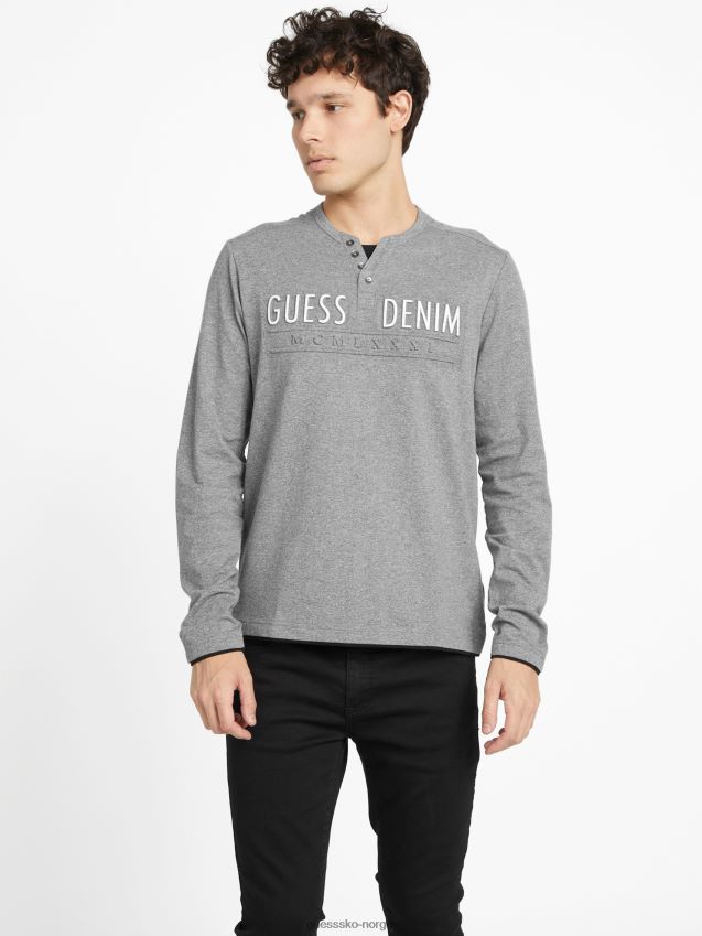 Guess medium kull lyng edgar marled langermet t-skjorte middels kulllyng menn F0LJ808390