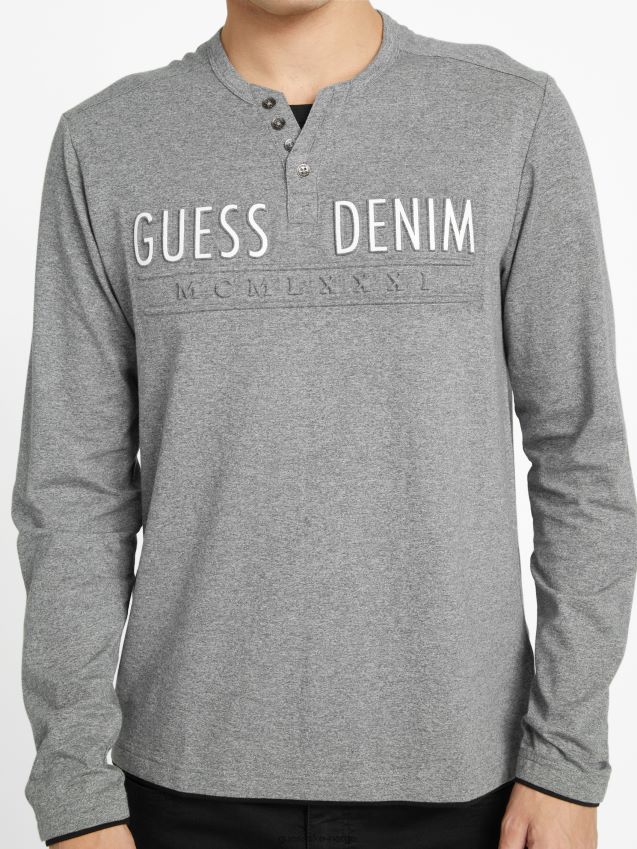 Guess medium kull lyng edgar marled langermet t-skjorte middels kulllyng menn F0LJ808390