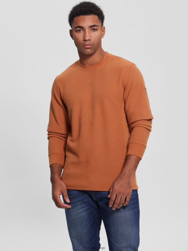 Guess mesa myles vaffel langermet t-skjorte mesa menn F0LJ8010502