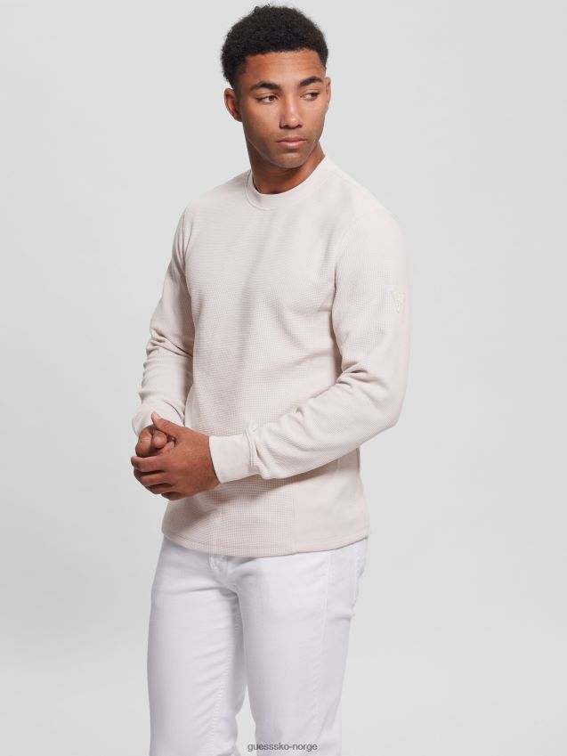 Guess myles vaffel langermet t-skjorte dempet stein dempet stein menn F0LJ8010368