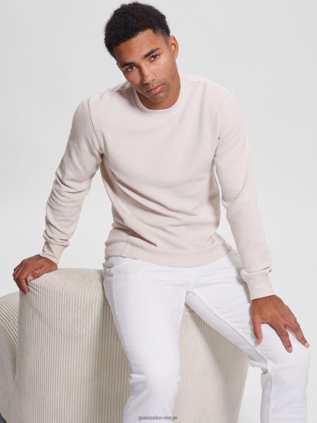 Guess myles vaffel langermet t-skjorte dempet stein dempet stein menn F0LJ8010368