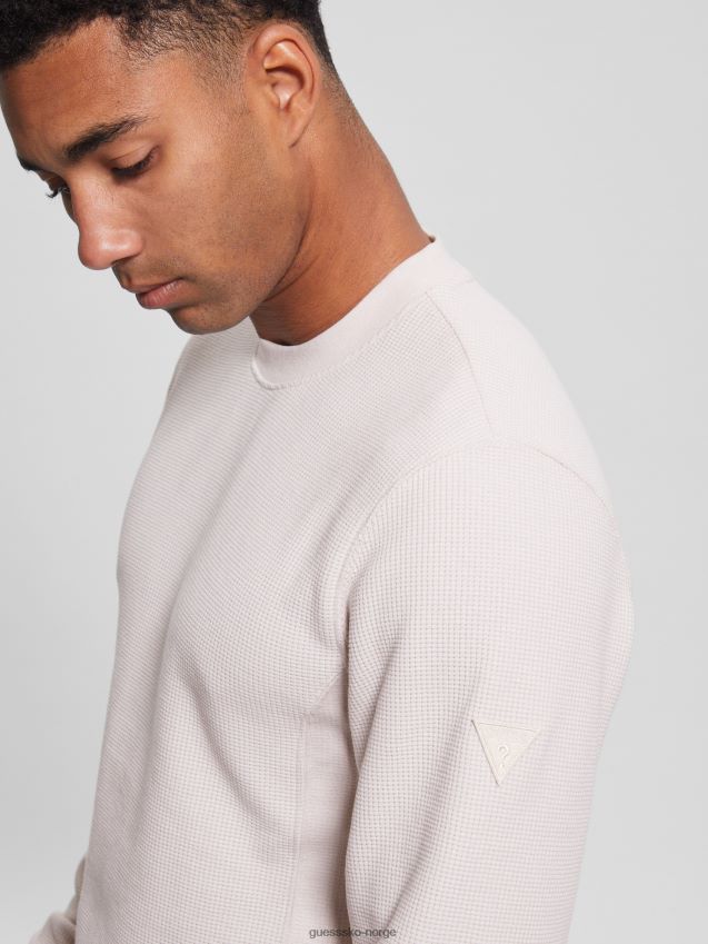 Guess myles vaffel langermet t-skjorte dempet stein dempet stein menn F0LJ8010368