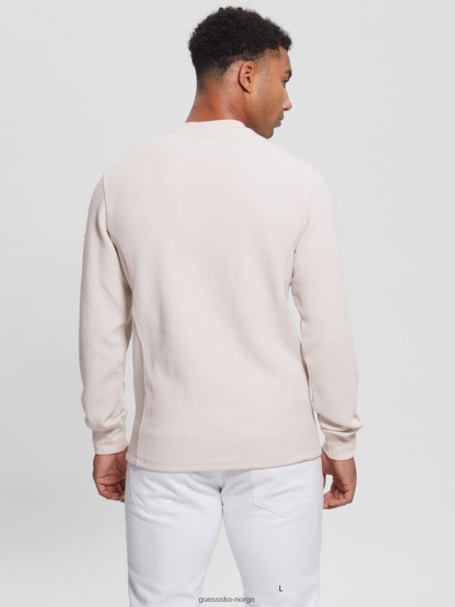 Guess myles vaffel langermet t-skjorte dempet stein dempet stein menn F0LJ8010368