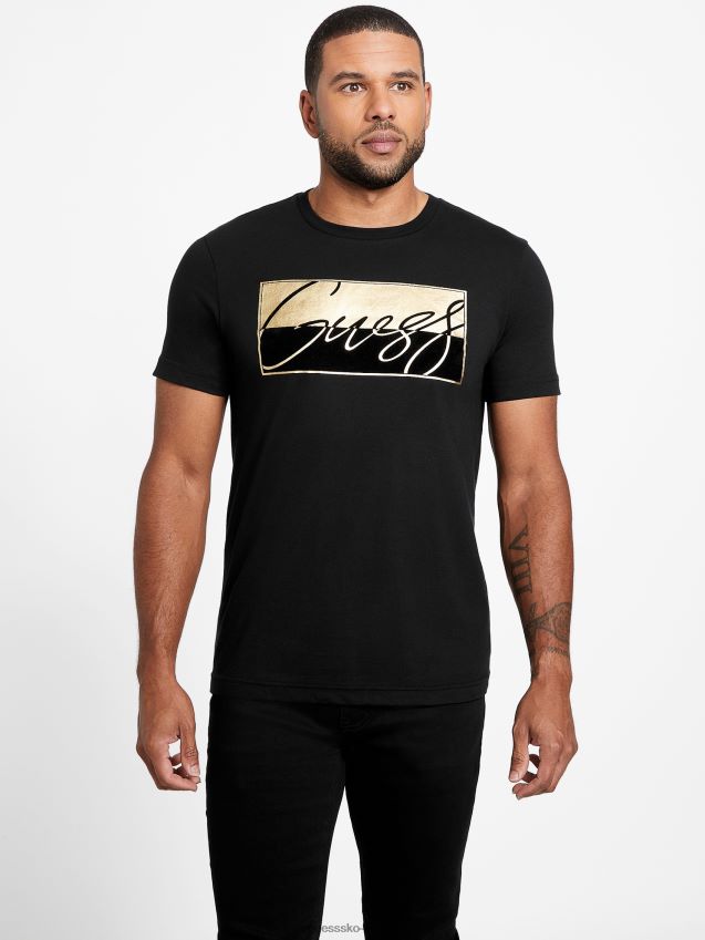 Guess nivellen logo t-skjorte kulsort kulsvart menn F0LJ808113
