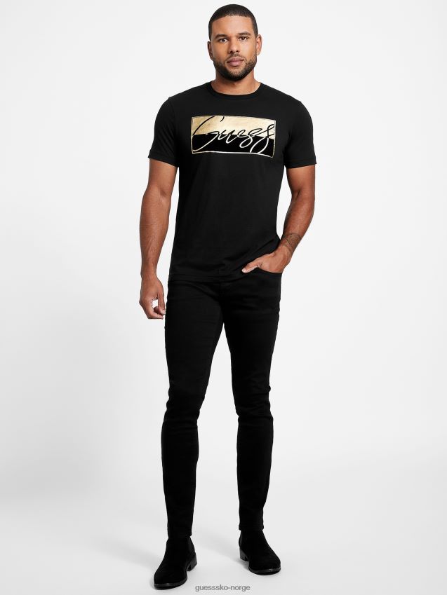 Guess nivellen logo t-skjorte kulsort kulsvart menn F0LJ808113