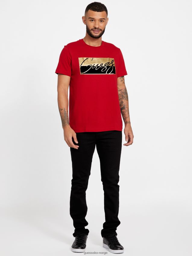Guess nivellen logo t-skjorte varsity rød varsity rød menn F0LJ808180
