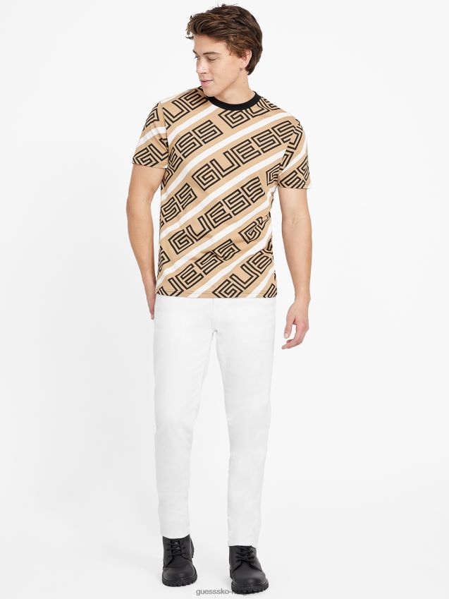 Guess opie logo rund hals t-skjorte ristet taupe ristet taupe menn F0LJ808155