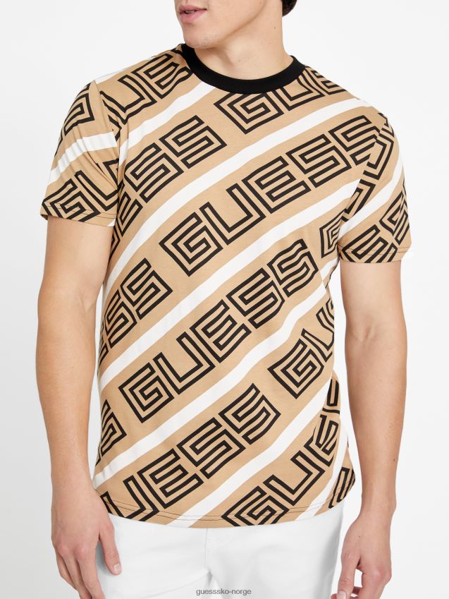 Guess opie logo rund hals t-skjorte ristet taupe ristet taupe menn F0LJ808155