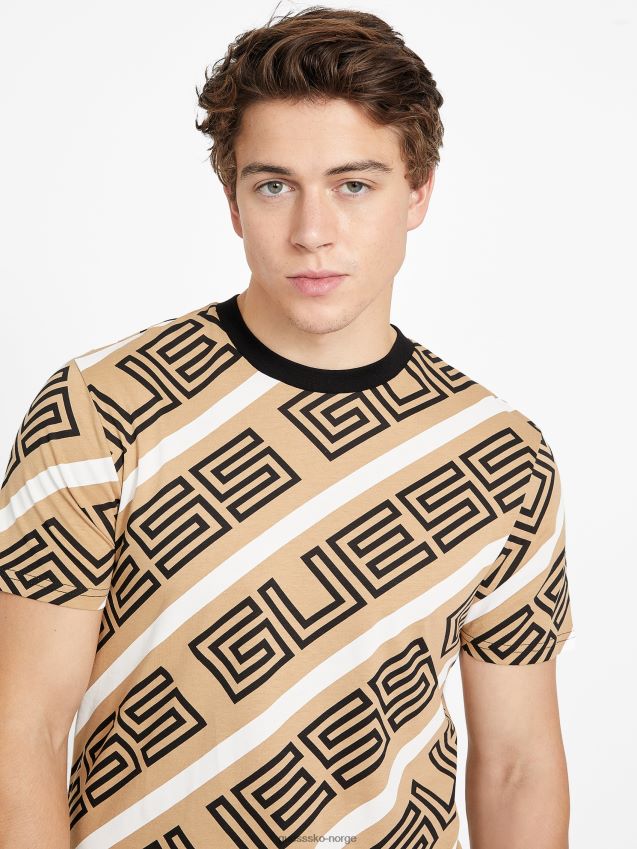 Guess opie logo rund hals t-skjorte ristet taupe ristet taupe menn F0LJ808155