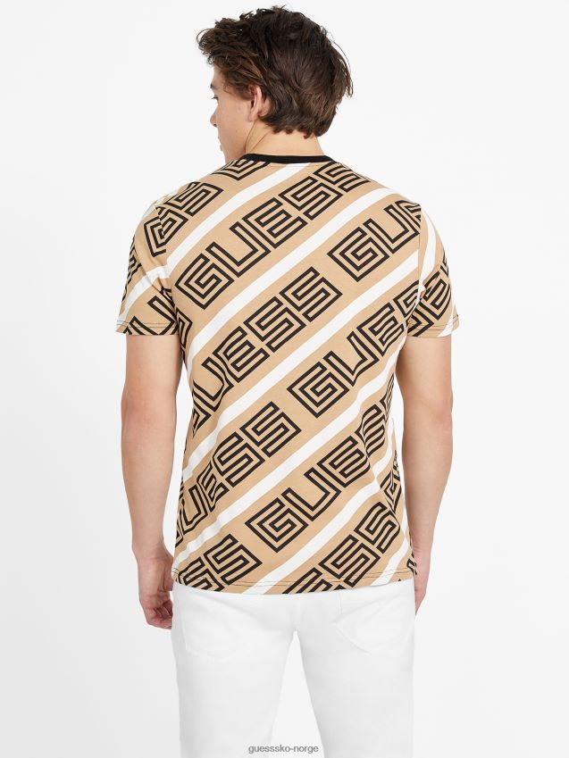 Guess opie logo rund hals t-skjorte ristet taupe ristet taupe menn F0LJ808155