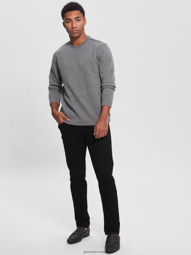 Guess peon jacquard grå øko logo jacquard langermet t-skjorte gjett peon jacquard grå menn F0LJ8010373