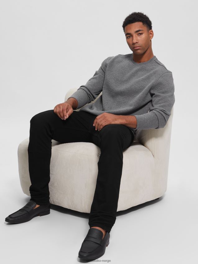 Guess peon jacquard grå øko logo jacquard langermet t-skjorte gjett peon jacquard grå menn F0LJ8010373