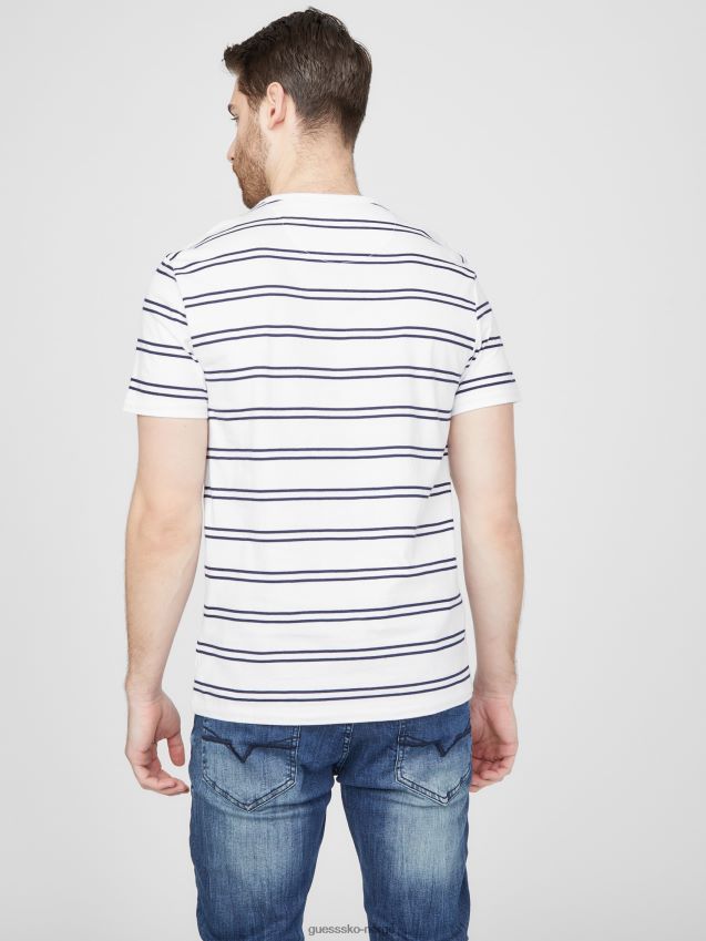 Guess peter stripete t-skjorte ren hvit Ren hvit menn F0LJ808035