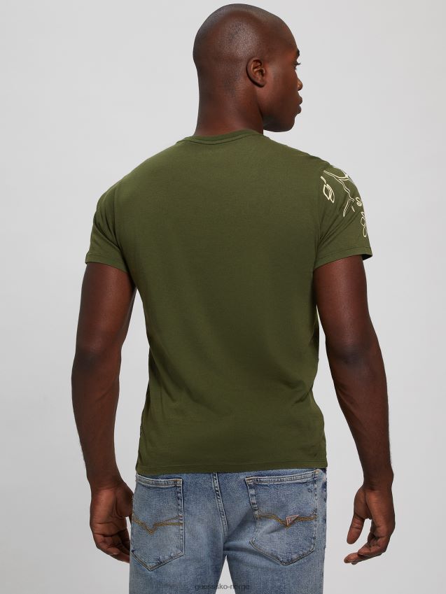 Guess peyote grønn multi tiger blomsterbrodert t-skjorte peyote grønn multi menn F0LJ8010751