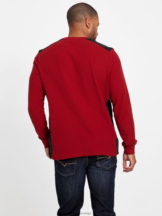Guess rød noir nabry fargeblokk langermet t-skjorte rød noir menn F0LJ808254