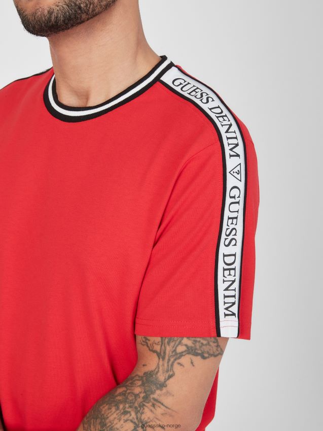 Guess racing rød hyatt logo tape tee racing rødt menn F0LJ808543