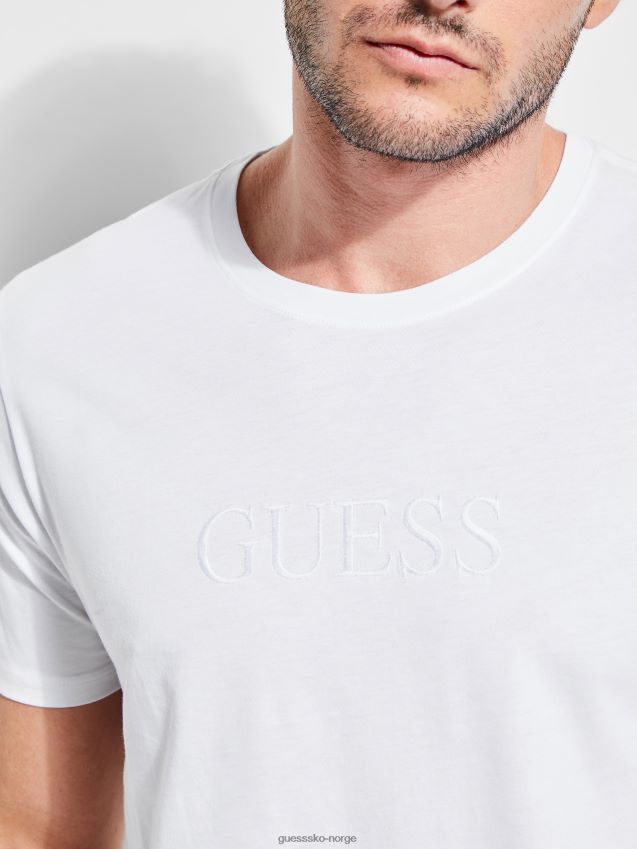 Guess ren hvit brodert logo-t-skjorte Ren hvit menn F0LJ8010804
