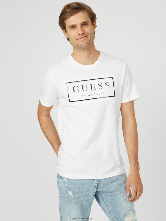 Guess ren hvit colt-t-skjorte med preget logo Ren hvit menn F0LJ808033