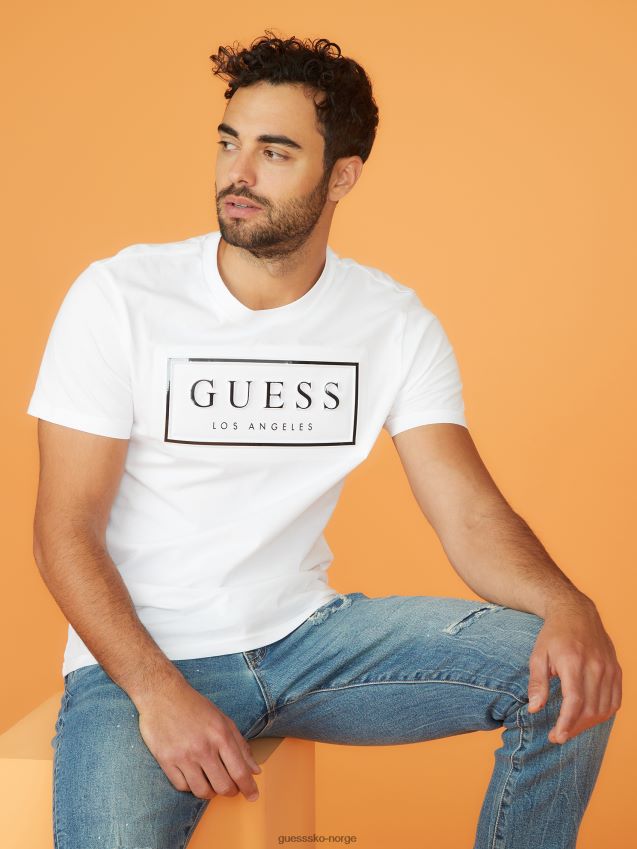 Guess ren hvit colt-t-skjorte med preget logo Ren hvit menn F0LJ808033