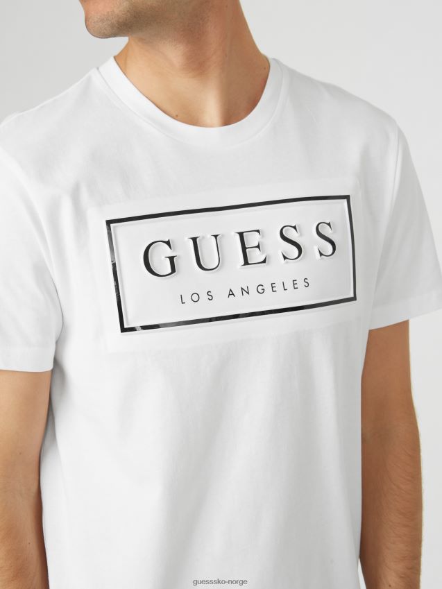Guess ren hvit colt-t-skjorte med preget logo Ren hvit menn F0LJ808033