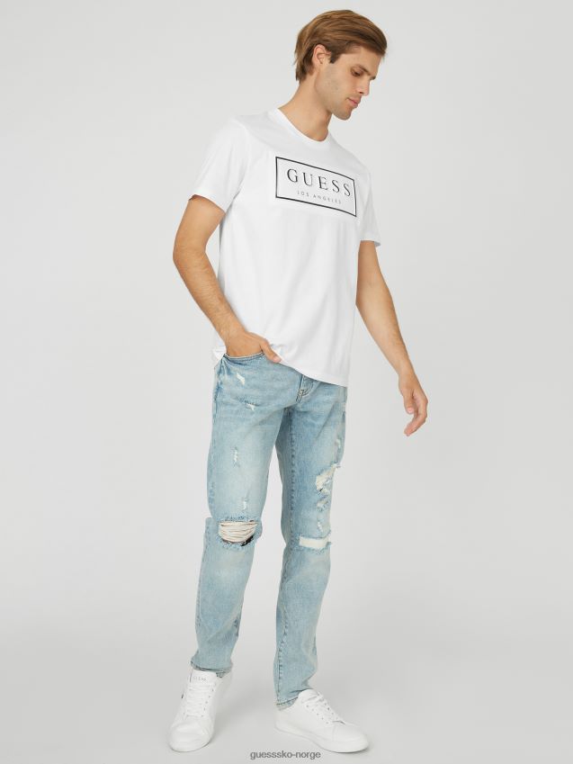 Guess ren hvit colt-t-skjorte med preget logo Ren hvit menn F0LJ808033