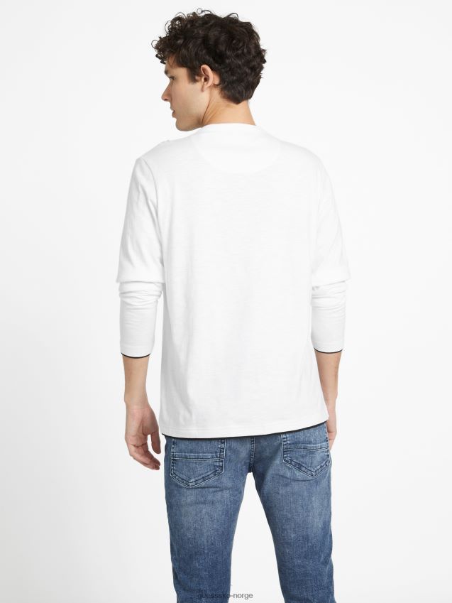 Guess ren hvit edgar-logo langermet t-skjorte Ren hvit menn F0LJ808387