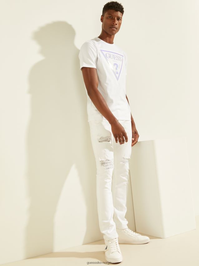 Guess ren hvit hologramlogo-t-skjorte ren hvit menn F0LJ8010776