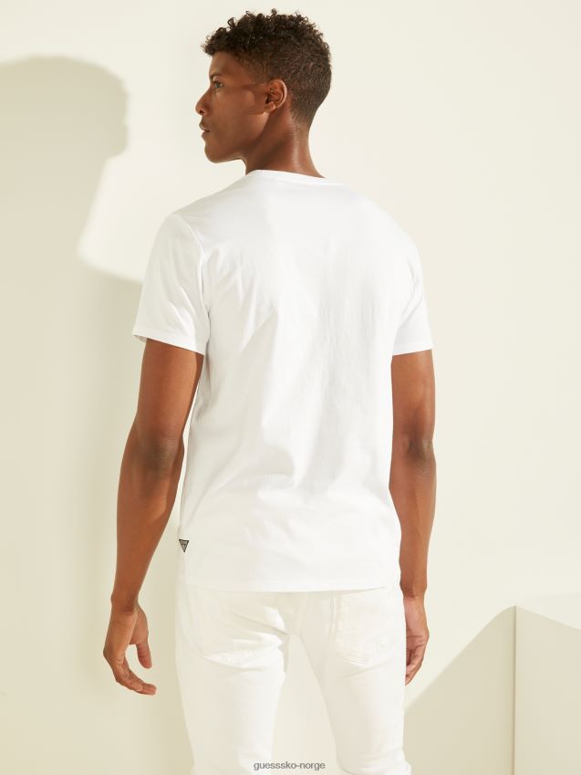 Guess ren hvit hologramlogo-t-skjorte ren hvit menn F0LJ8010776