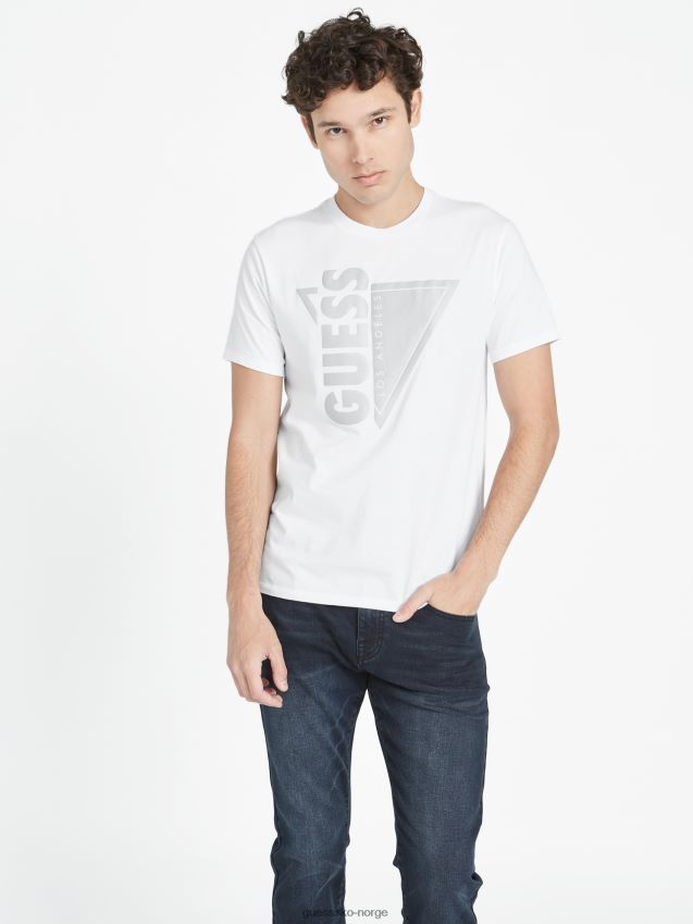 Guess ren hvit jasso reflekterende logo-t-skjorte med rund hals Ren hvit menn F0LJ808414