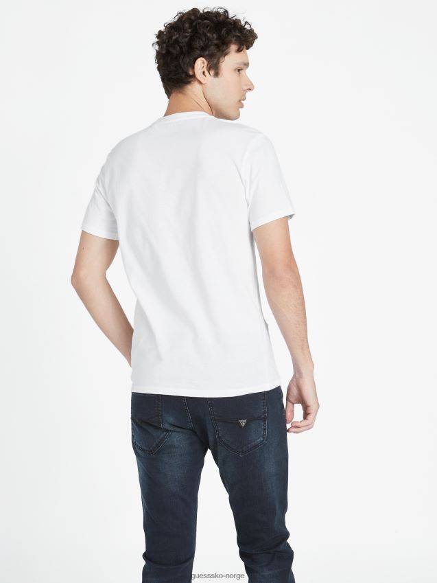Guess ren hvit jasso reflekterende logo-t-skjorte med rund hals Ren hvit menn F0LJ808414