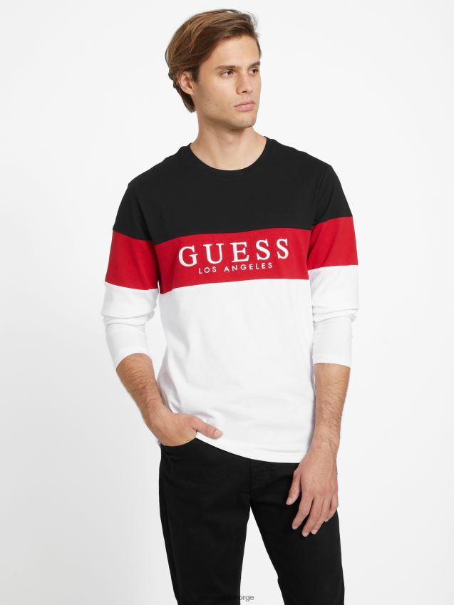 Guess ren hvit øko alec langermet t-skjorte Ren hvit menn F0LJ808338