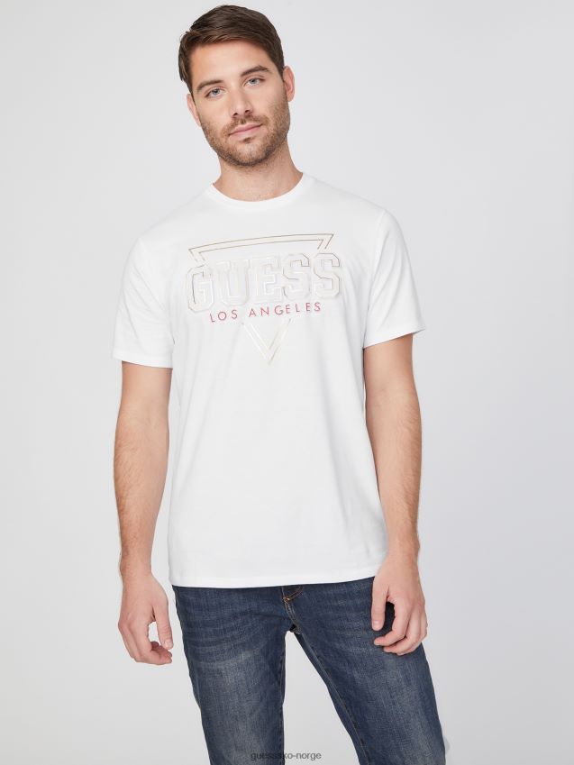 Guess ren hvit øko lin logo-t-skjorte Ren hvit menn F0LJ808504