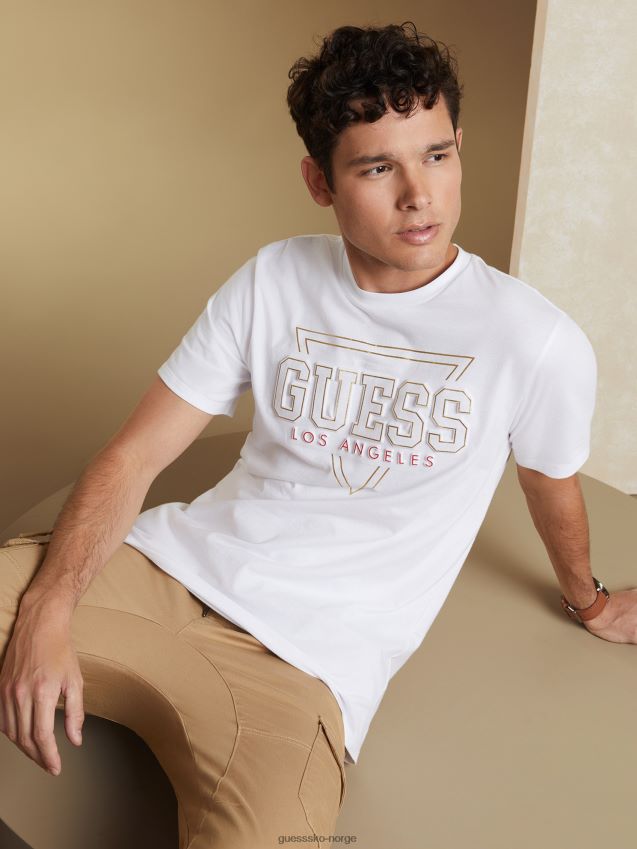 Guess ren hvit øko lin logo-t-skjorte Ren hvit menn F0LJ808504