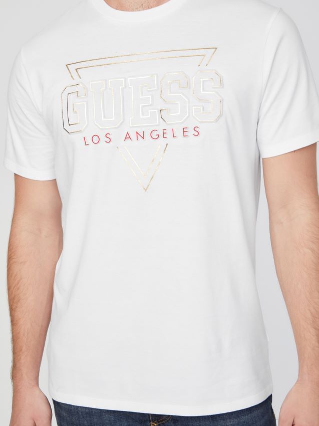 Guess ren hvit øko lin logo-t-skjorte Ren hvit menn F0LJ808504