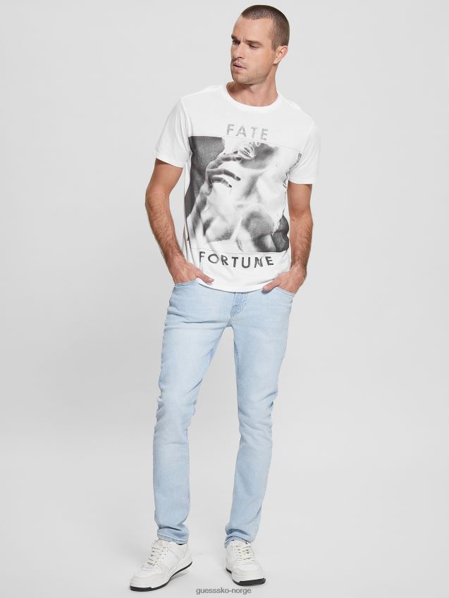 Guess ren hvit øko skjebne & lykke-t-skjorte Ren hvit menn F0LJ8010849