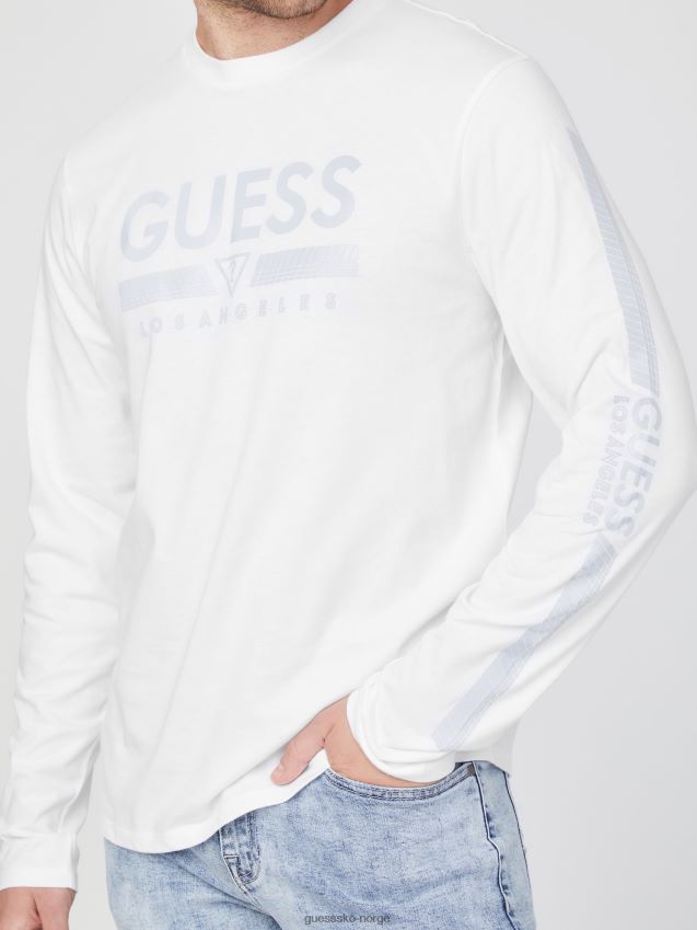 Guess ren hvit koda langermet t-skjorte Ren hvit menn F0LJ808201