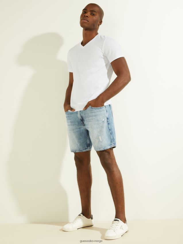 Guess ren hvit mason v-hals t-skjorte Ren hvit menn F0LJ8010676