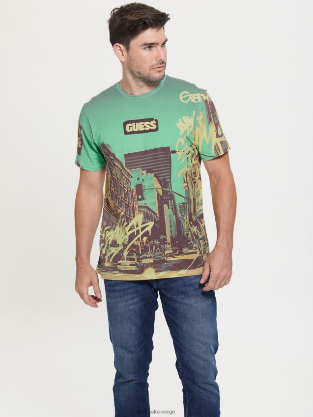 Guess ren hvit multi eco dtla t-skjorte ren hvit multi menn F0LJ8010843