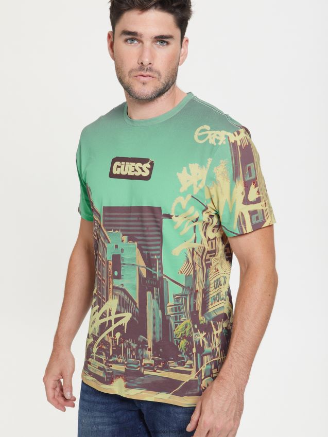 Guess ren hvit multi eco dtla t-skjorte ren hvit multi menn F0LJ8010843