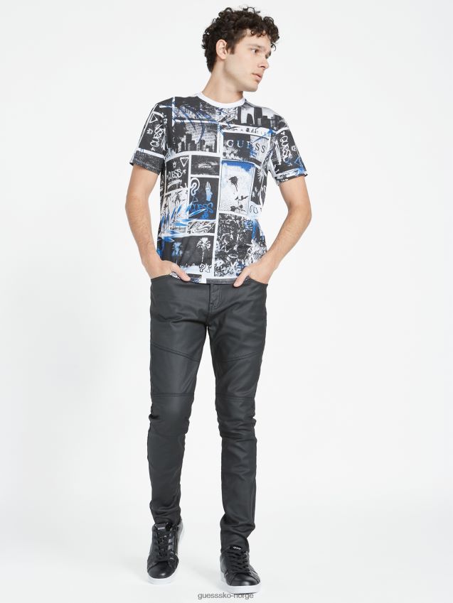 Guess ren hvit multi ronan collage crewneck t-skjorte ren hvit multi menn F0LJ808500