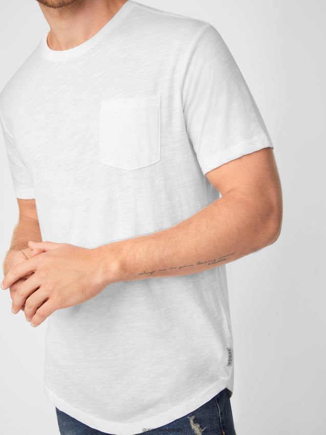 Guess ren hvit vantor langline t-skjorte Ren hvit menn F0LJ807847