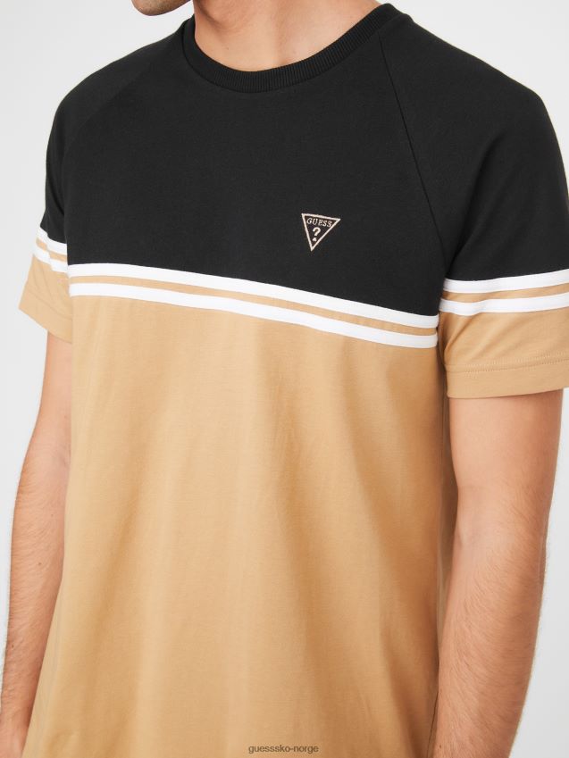 Guess ristet taupe kido fargeblokk-t-skjorte ristet taupe menn F0LJ808408