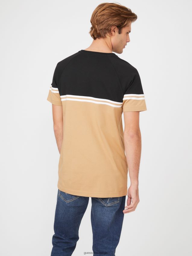 Guess ristet taupe kido fargeblokk-t-skjorte ristet taupe menn F0LJ808408