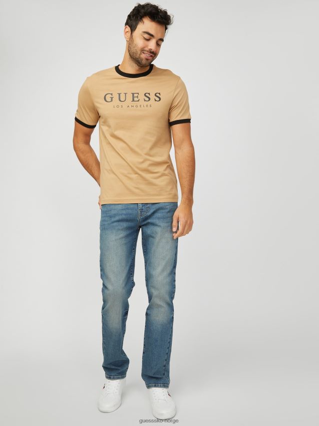Guess ristet taupe kirk logo crew tee ristet taupe menn F0LJ808031