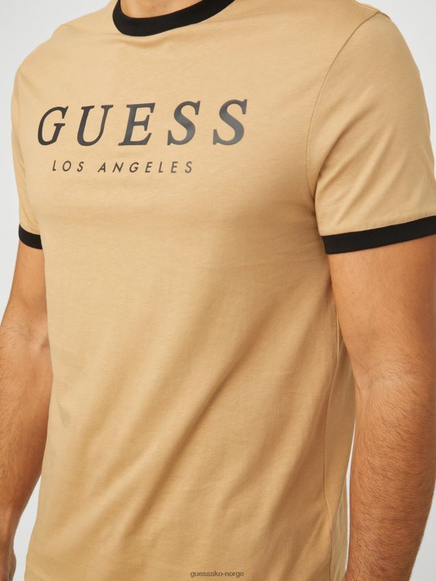 Guess ristet taupe kirk logo crew tee ristet taupe menn F0LJ808031