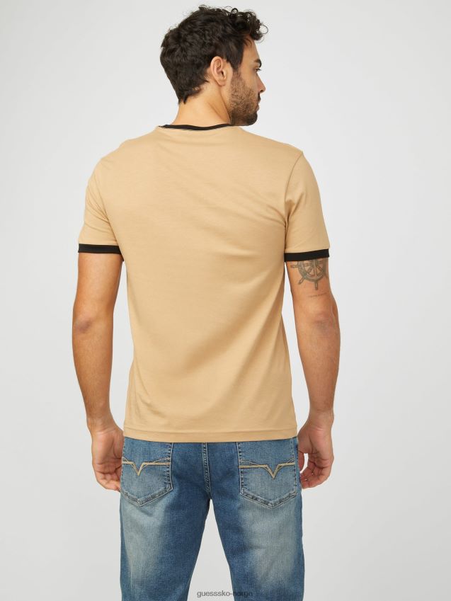 Guess ristet taupe kirk logo crew tee ristet taupe menn F0LJ808031